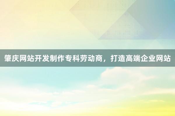 肇庆网站开发制作专科劳动商，打造高端企业网站